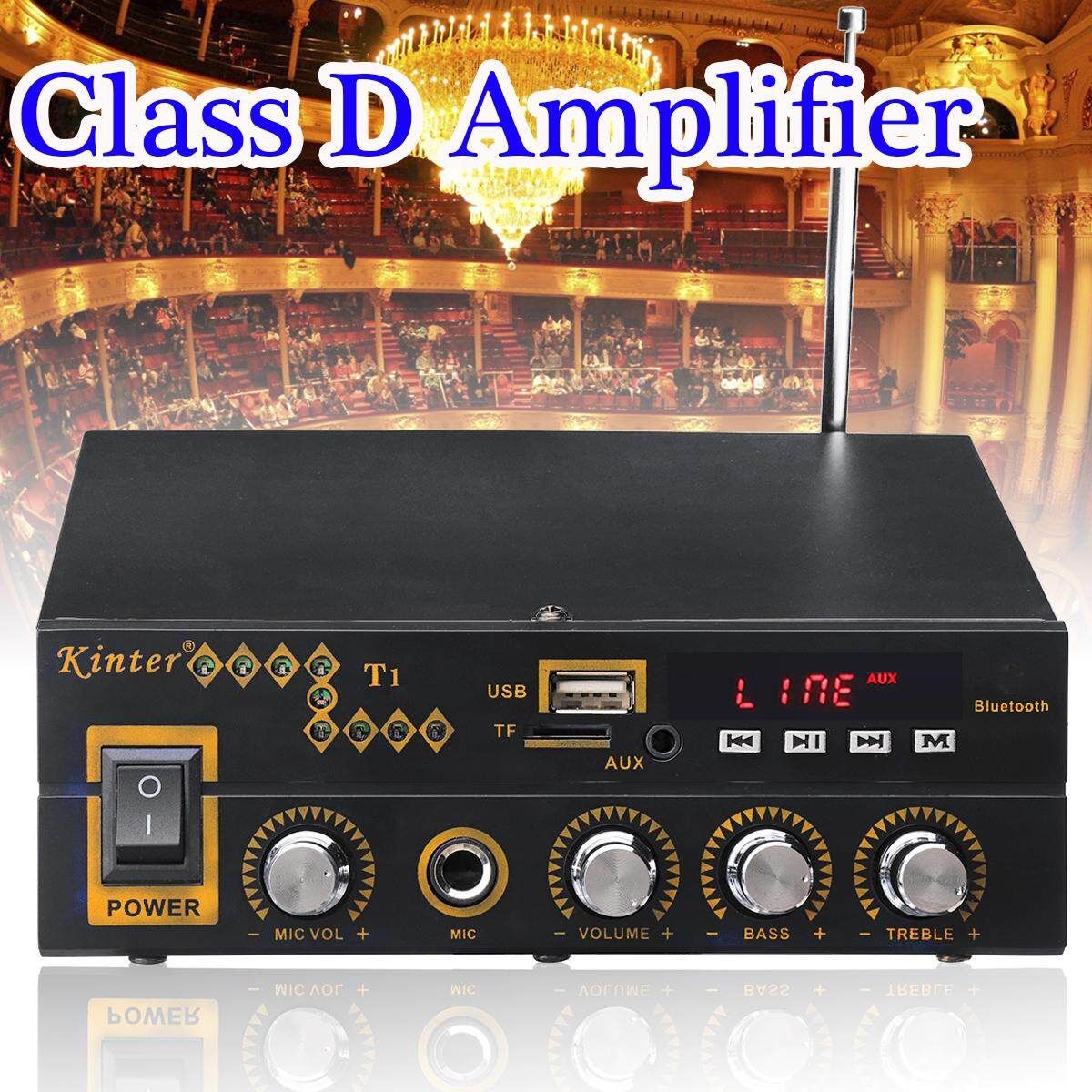 12V/220V Digital Stereo Audio Bluetooth Amplifier AMP SD FM USB Mic Home