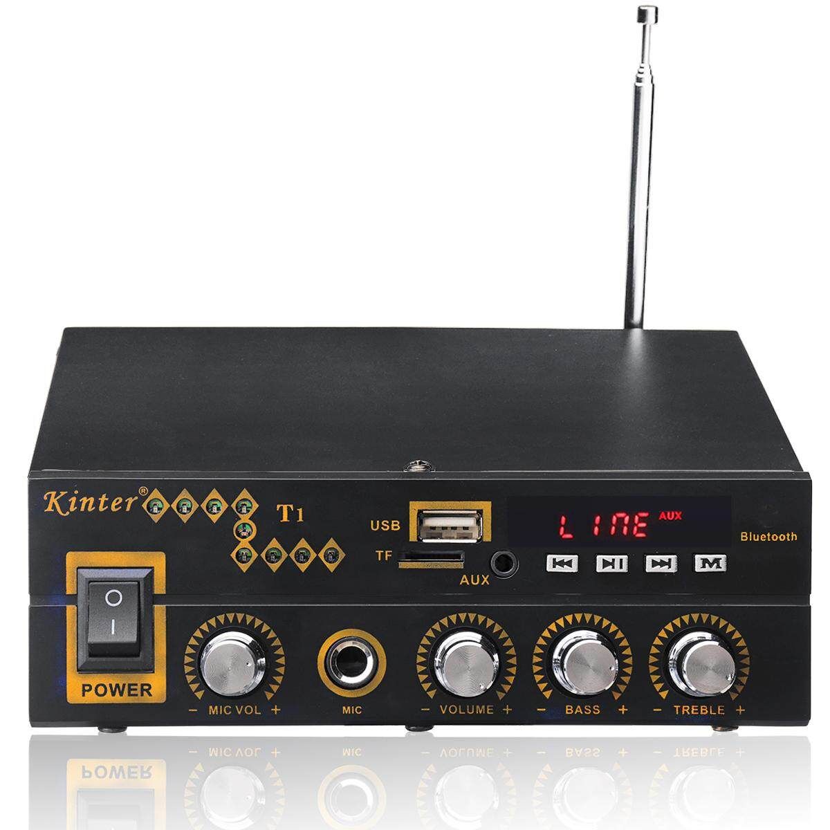 12V/220V Digital Stereo Audio Bluetooth Amplifier AMP SD FM USB Mic Home