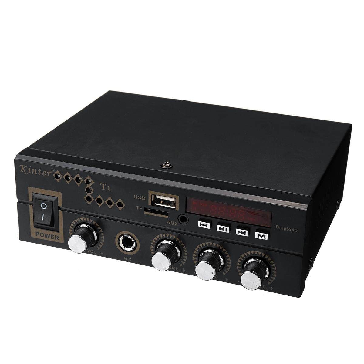 12V/220V Digital Stereo Audio Bluetooth Amplifier AMP SD FM USB Mic Home