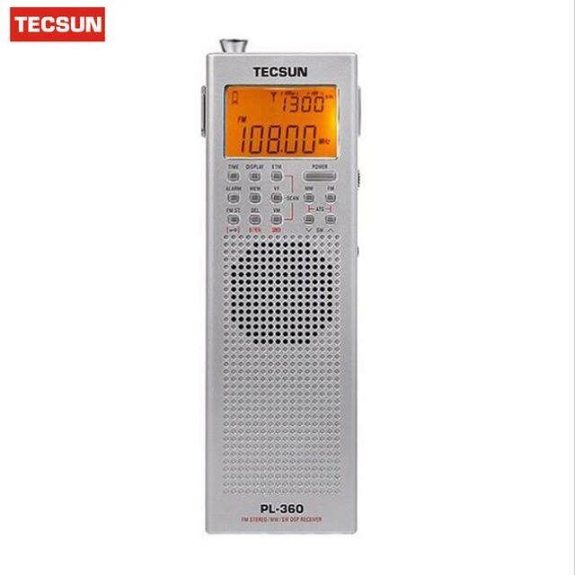 TECSUN PL360 Portable AM FM Shortwave PLL DSP ETM SW MW LW Pocket Digital Radio Receiver - Silver/Black Silver (silver)
