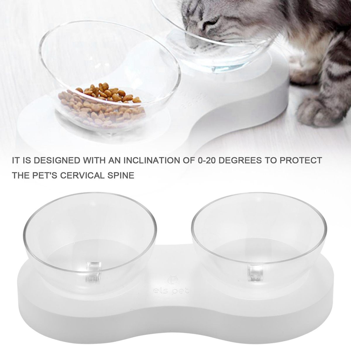 e els pet Raised Pet Bowls for Cats and Small Dogs Plastic