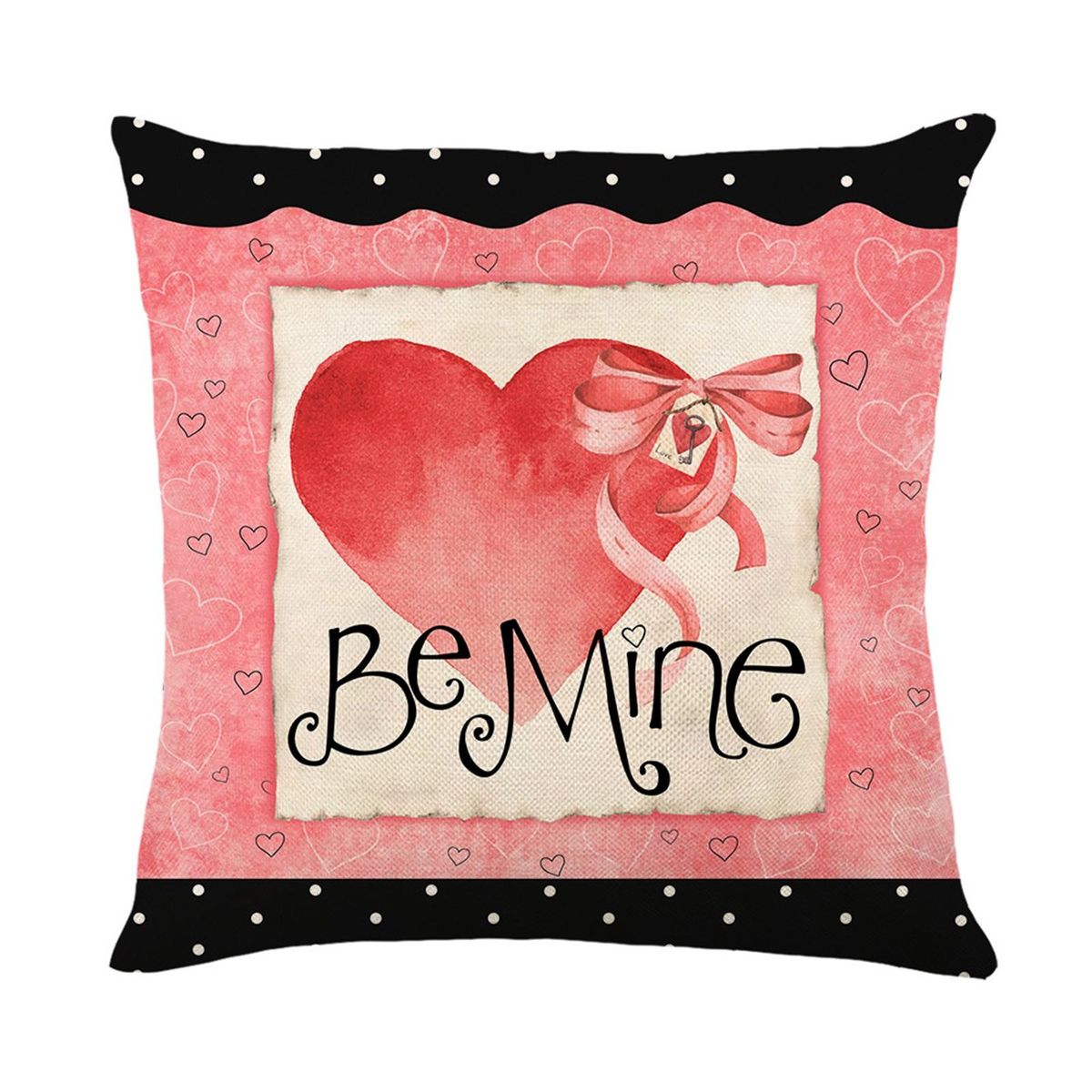 Pillow Case Love Heart Print Throw Pillow Cover Festival Decor