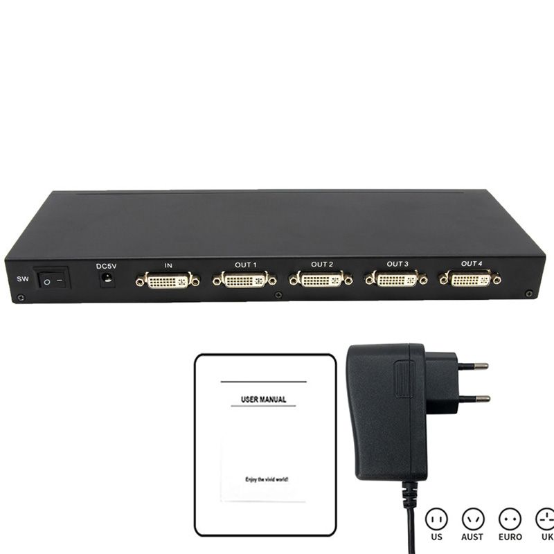 4 Port DVI Splitter Distributor DVI 1X4 Splitter DVI 1 Input 4 Output Up To