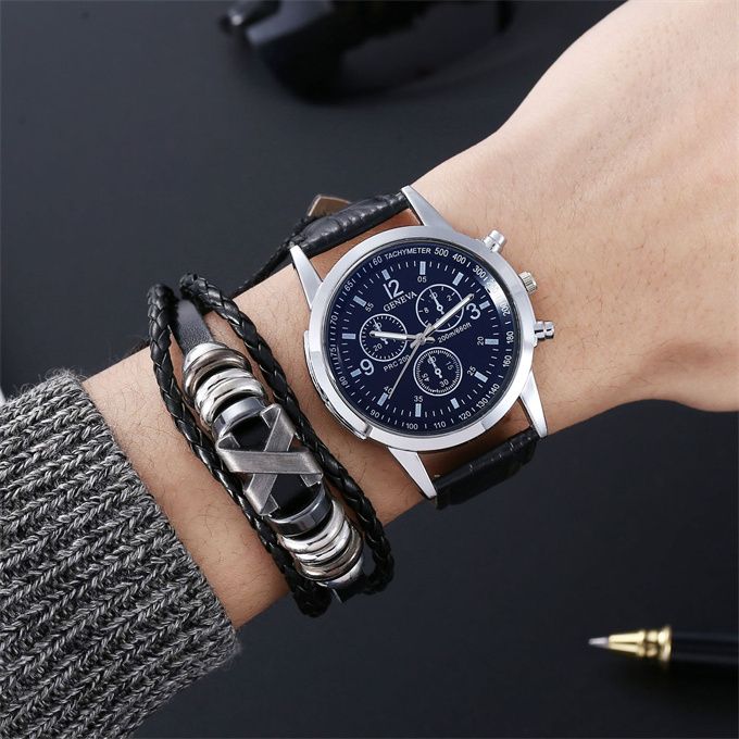 Business Men's Watch Bracelet Set - Black