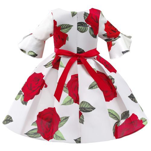 Girls Kids Children Rose Flower Christmas Wedding Evening Party Princess Dress Ball Gown