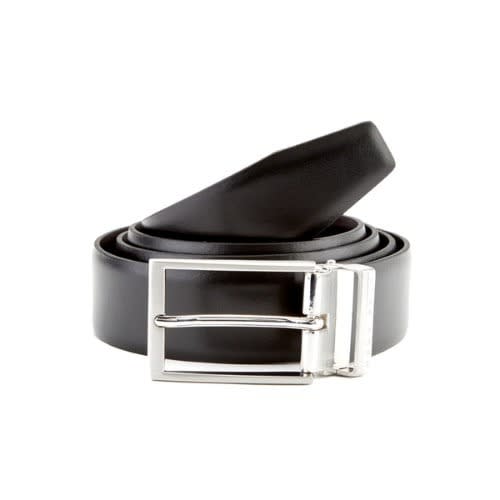 Double Holder Black Leather Belt