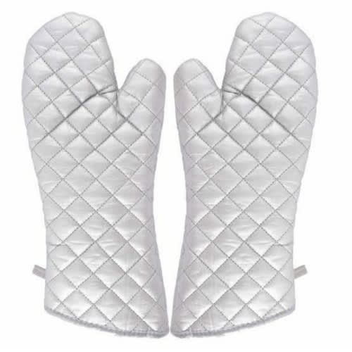 Heat Resistance Microwave Baking Oven Gloves - Silver Tone - Pair