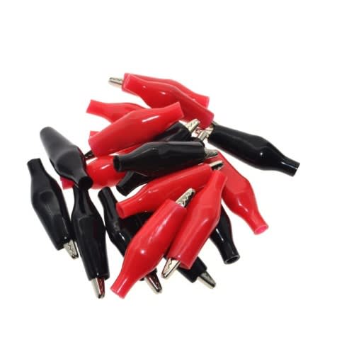 Alligator Clips Electrical Test Clamps With Protective Insulation Cover - 10pcs - Black & Red
