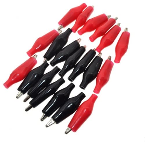 Alligator Clips Electrical Test Clamps With Protective Insulation Cover - 10pcs - Black & Red