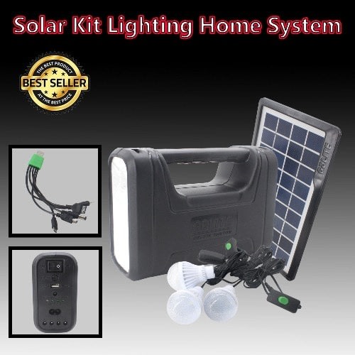Gdlite Solar Power Led Lamp Lighting System With Usb Power Bank & Head Lamp