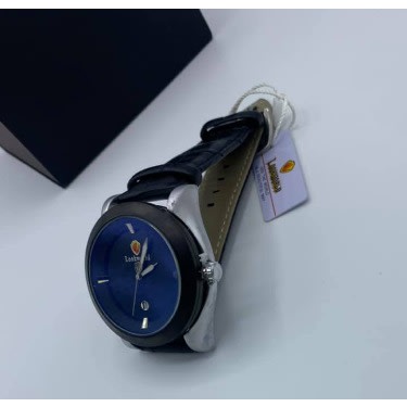 Men's Leather Strap Wrist Watch Black