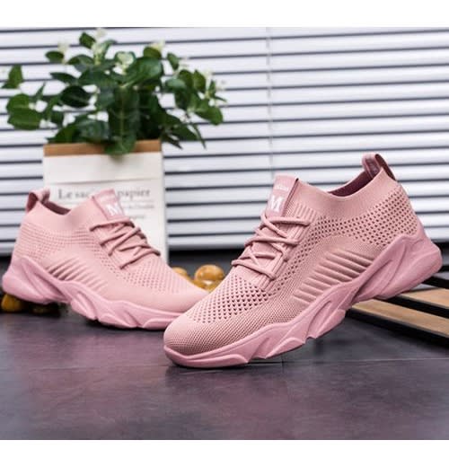 Ladies Sport Lace Up Leisure Sneaker - Pink