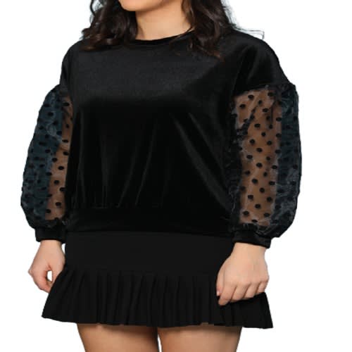 Crew Neck Velvet Long Sleeve