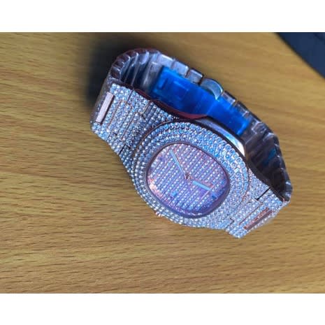 Men's Iced Stone Rose Gold Wrist Watch