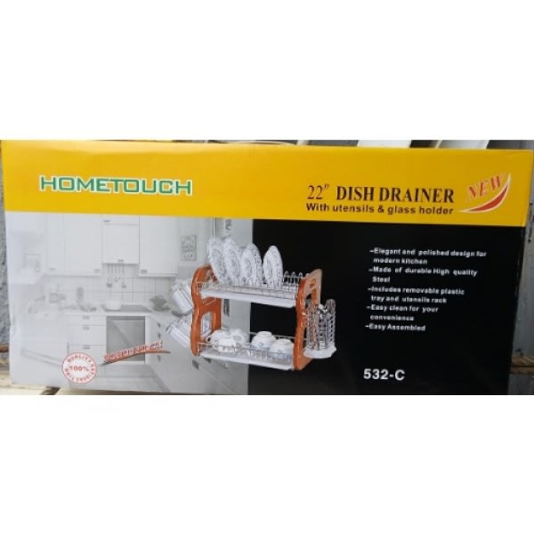 2-Layer 22" Dish Drainer with Utensils & Cup Holder