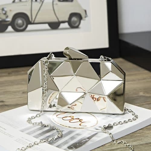 Metallic Clutch Purse - Silver 6 x 4 inches