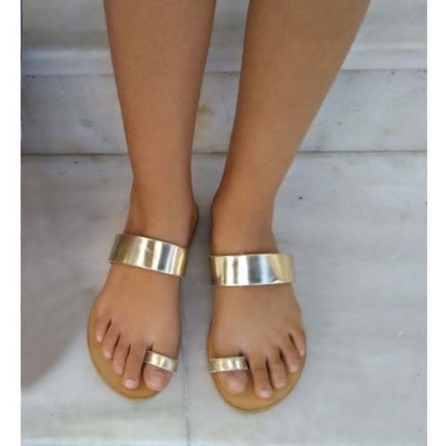 Women's Casadei Gorgeous Flat Slippers - Gold