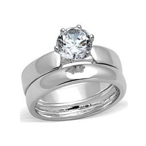 Engagement Wedding Ring Set - Silver