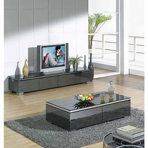Glossy Jason Tv Stand With Center Table- Multicolor