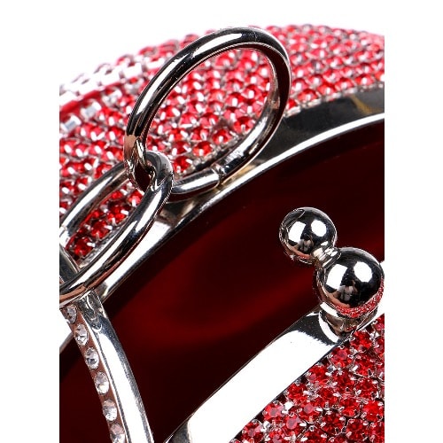 Round Dangling Stone Studded Chain Purse