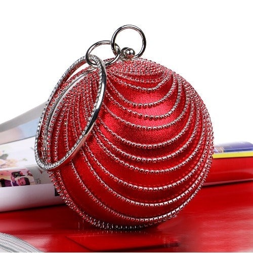 Round Dangling Stone Studded Chain Purse
