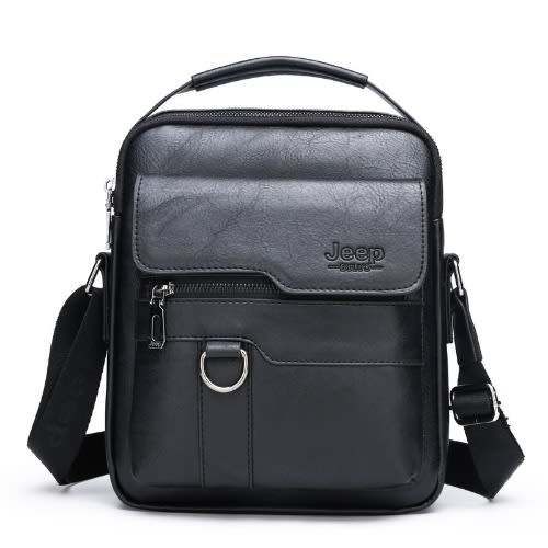 Unique Leather Shoulder Bag For Men -   22cm x 26cm x 6cm - Black