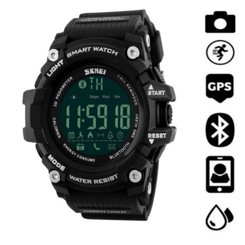 Men's Bluetooth Rubber Strap WristWatch - Black