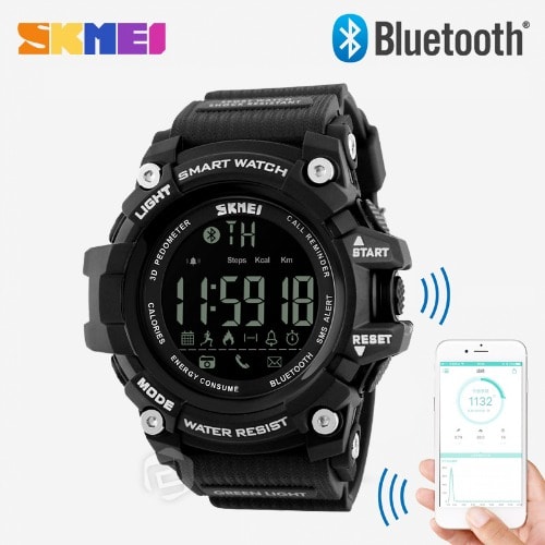 Men's Bluetooth Rubber Strap WristWatch - Black