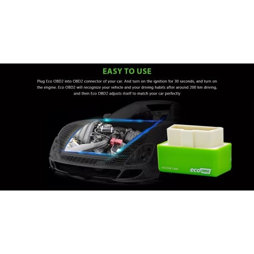 Eco OBD2 Plug And Drive Performance Chip Power Fuel Gas Saver For Benzine Cars - Green
