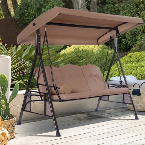 Outdoor Sesslife Patio Swings With Canopy For Adults - 3-seater
