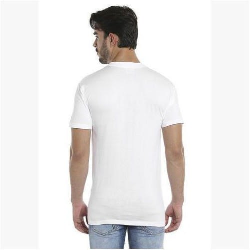 Men V-neck White T-shirt