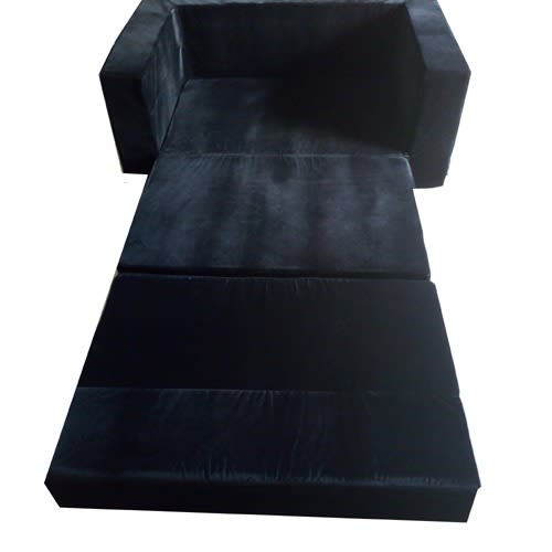 1-seater Convertible Sofa Bed With Arm Rest - 48X24X18"  - Black