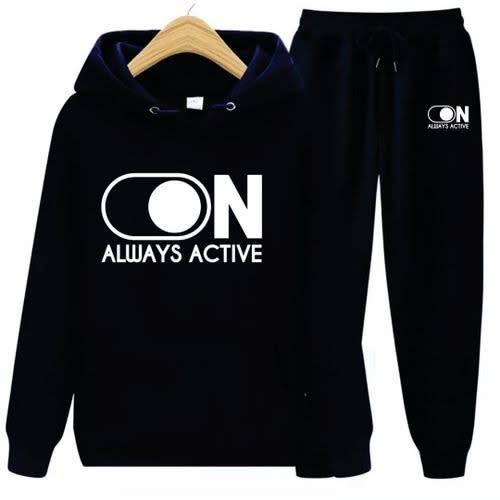Hoodie And Joggers With Prints - Black