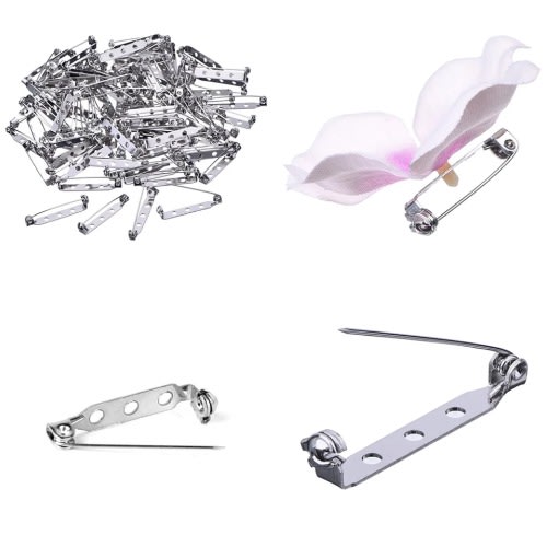 Safety Brooch Pin With Side Lock -3.5cm - 50 Pieces - Silver