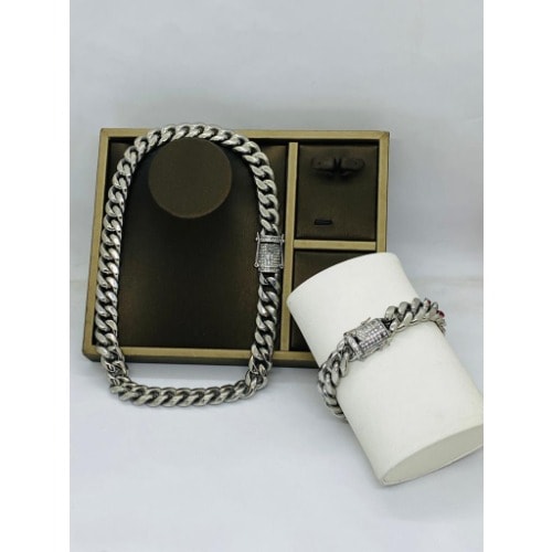 Cuban Chain With bracelet - Silver