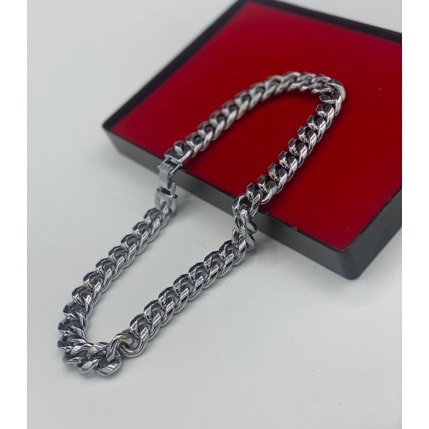 Polished Steel Men’s Thick Choker Necklace -Silver
