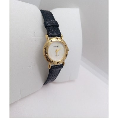 Women's Slim Glossy Embossed CowHide Leather Watch - Black