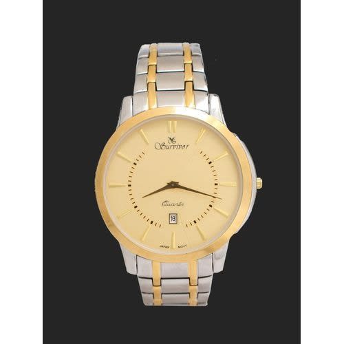Elegant Male Wrist Watch - Silver & Gold