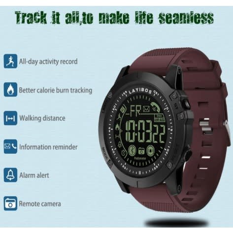 LAYIBOS Sports Waterproof Wrist Watch - Brown - LB2