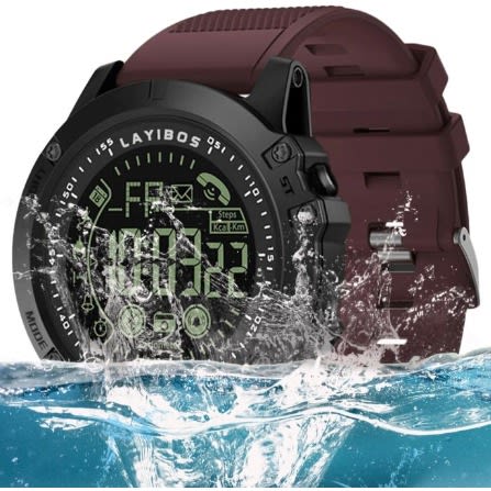LAYIBOS Sports Waterproof Wrist Watch - Brown - LB2