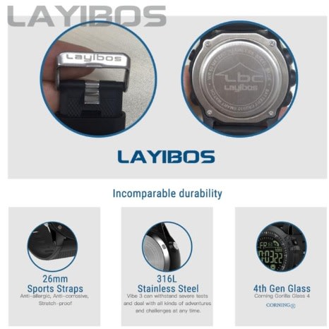 LAYIBOS Sports Waterproof Wrist Watch - Brown - LB2
