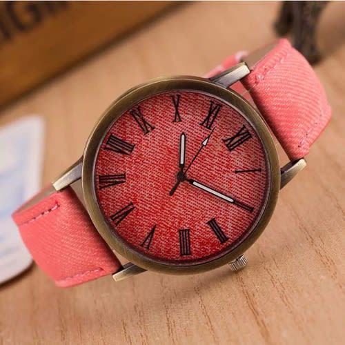 Unisex Denim Watch - Red