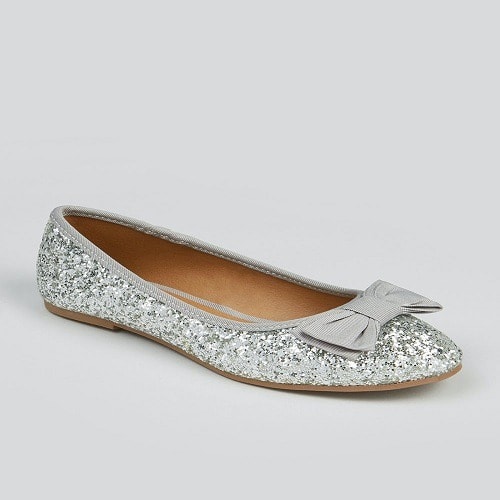 Girls Silver Glitter Ballet Shoes