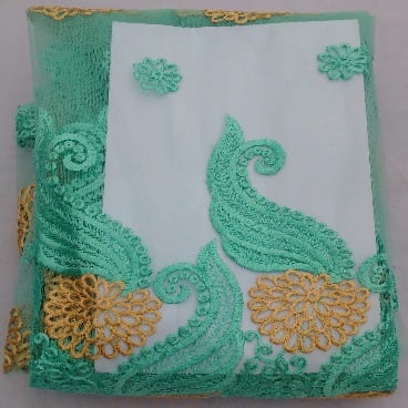 Mint/Sea Green and Gold Lace - 4 Yards