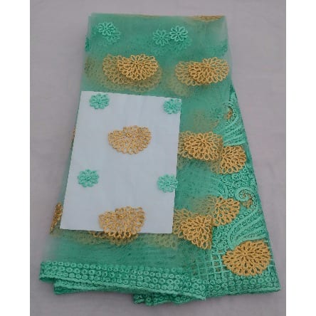 Mint/Sea Green and Gold Lace - 4 Yards