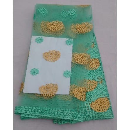 Mint/Sea Green and Gold Lace - 4 Yards