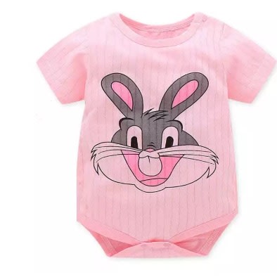 Short Sleeve Bunny Romper - Pink