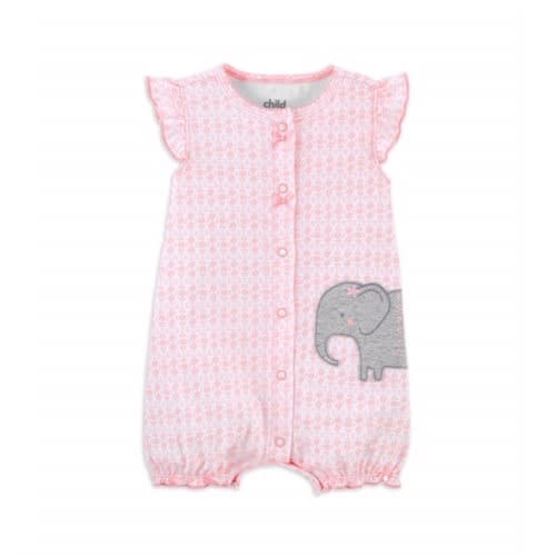Child Of Mine Baby Girl 1 Piece Romper - Elephant