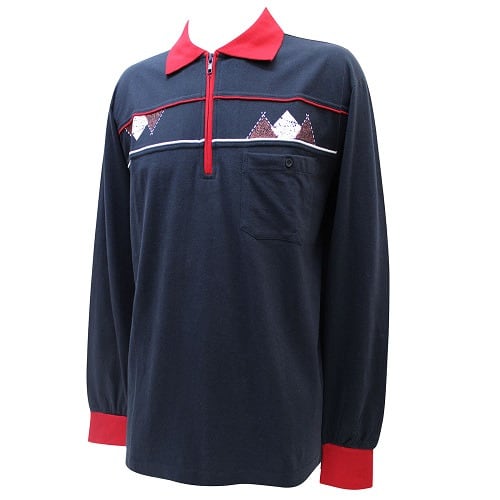 Men Pure Cotton Zip Polo Shirt