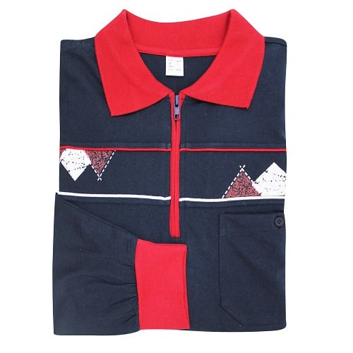 Men Pure Cotton Zip Polo Shirt